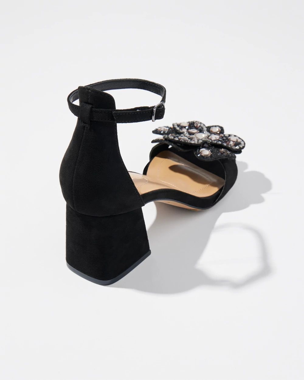 Vegan Suede Embellished Heels
