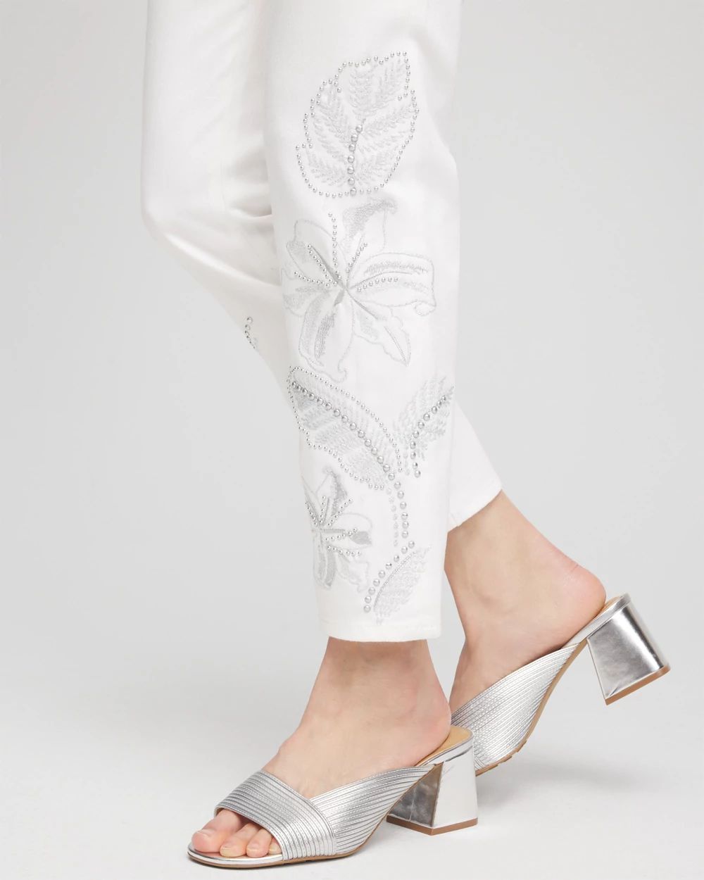 Girlfriend Embellished Cropped Jeans