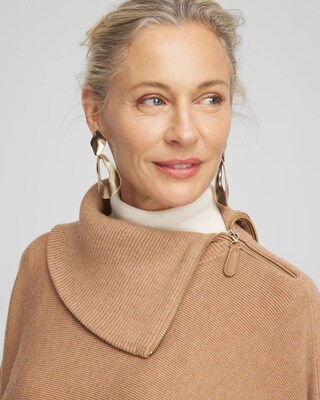 Split Neck Sweater Poncho click to view larger image.