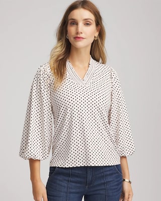 Bubble-Sleeve Smocked Top