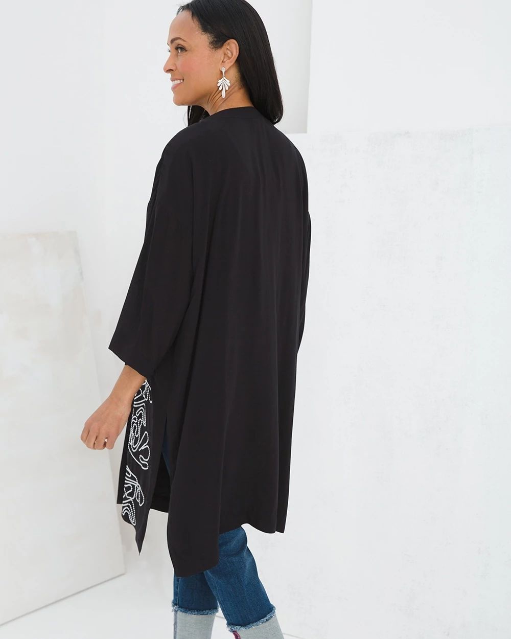 French-Knot Embroidered Kimono