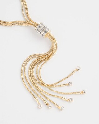Gold Tone Baguette Tassel Necklace