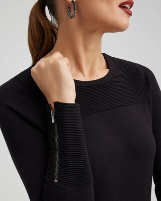 Zipper Detail Tunic Sweater click to view larger image.