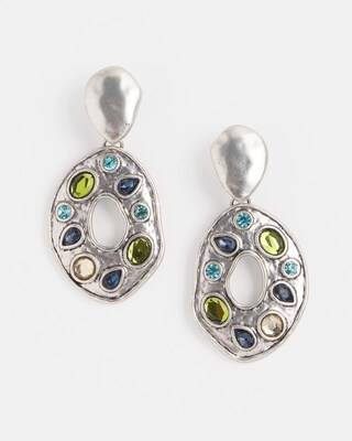 Multicolor Silver Tone Clip On Drop Earrings