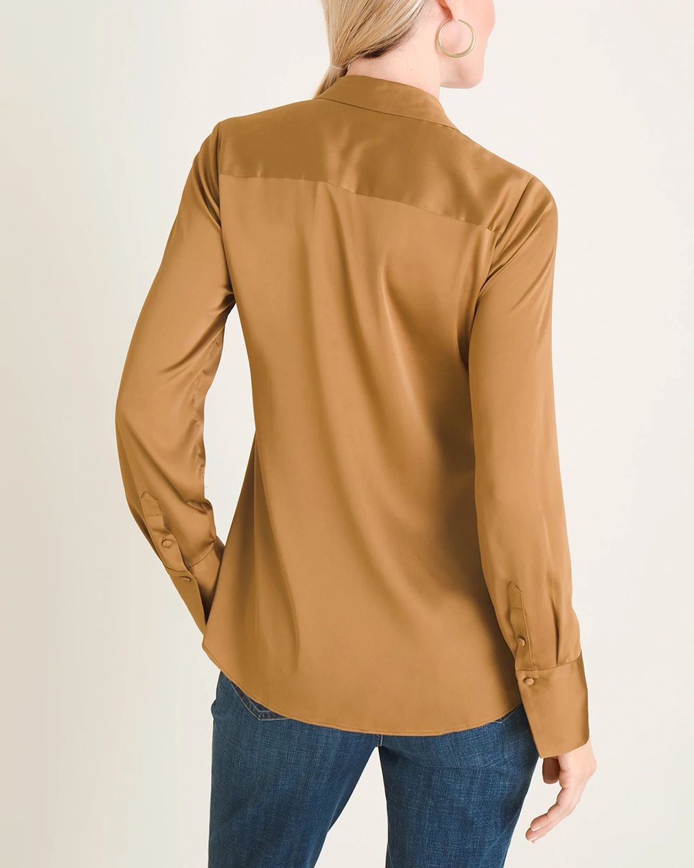 Satin Double-Button Cuff Shirt