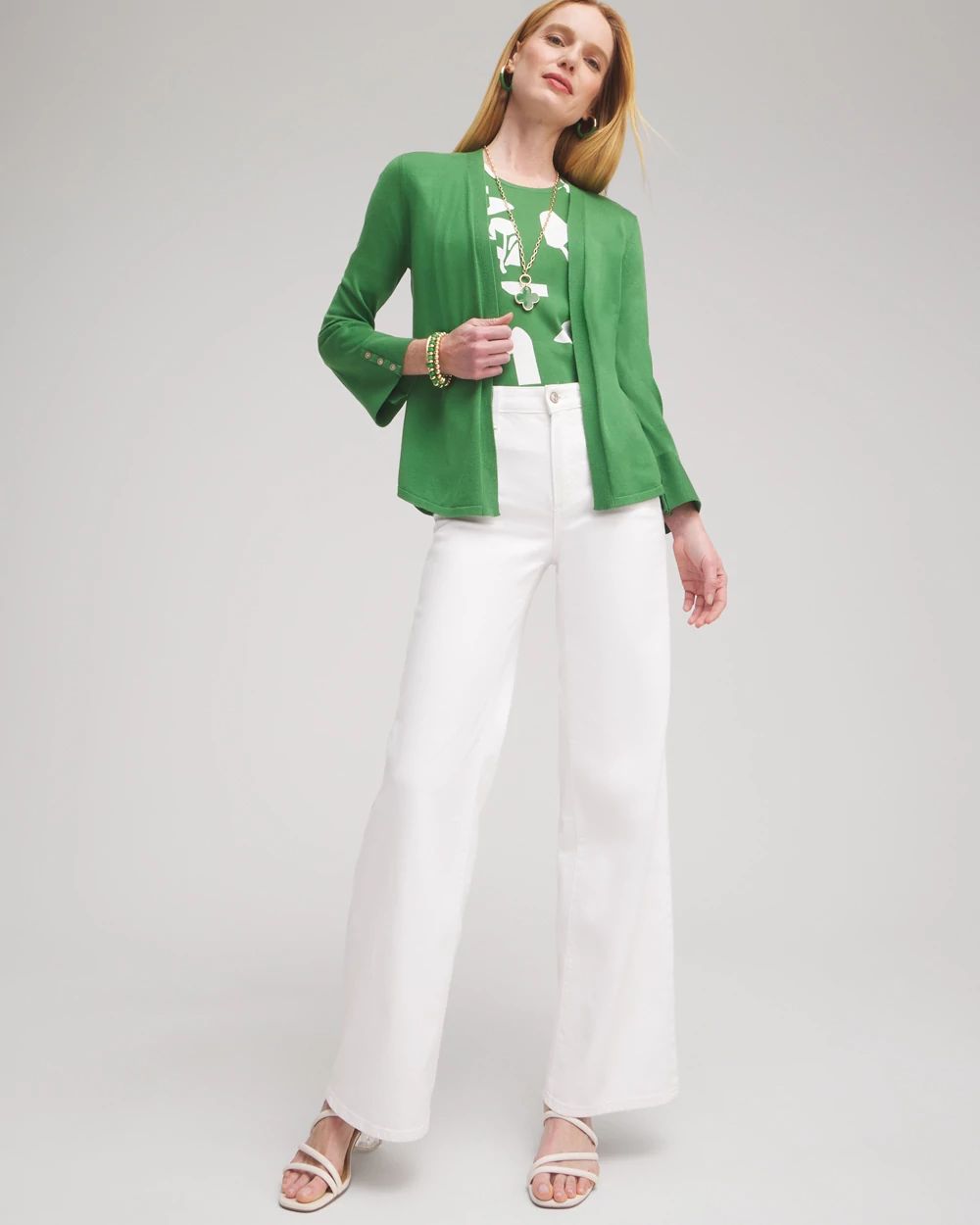 Spun Rayon Flare Sleeve Cardigan click to view larger image.