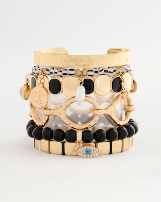 Evil Eye Charm Stretch Bracelet click to view larger image.