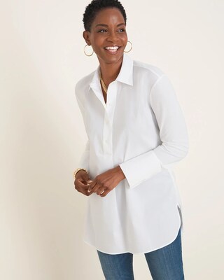 No-Iron Knit-Back Tunic