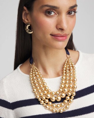 Gold Bead Bib Necklace