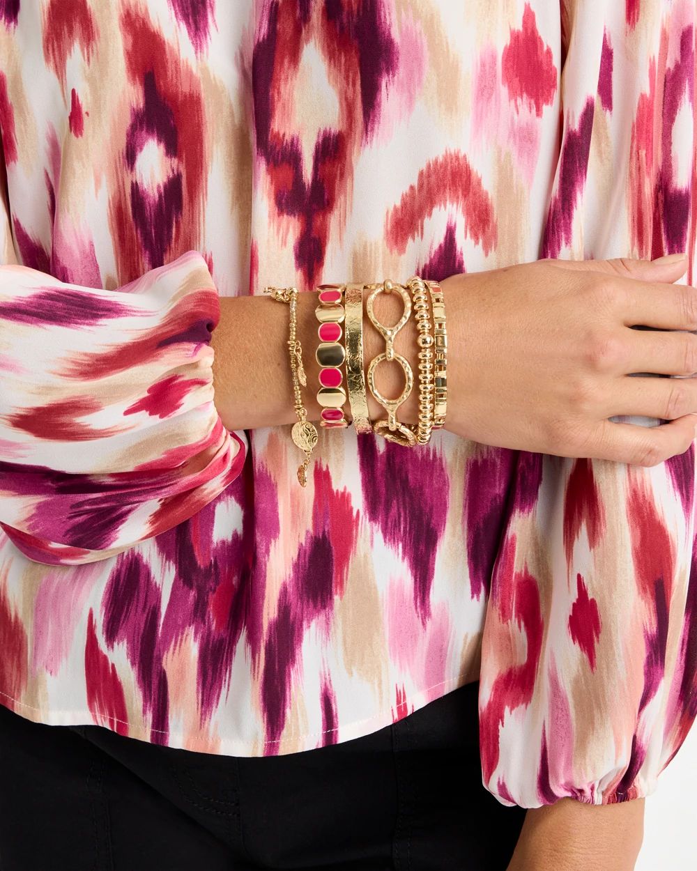Raspberry Enamel Stretch Bracelet click to view larger image.