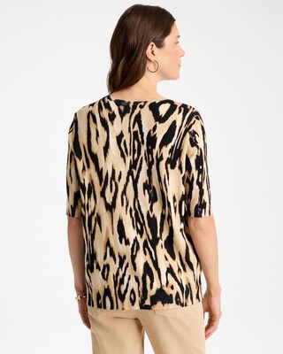 Ella Ikat Print Short-Sleeve Sweater click to view larger image.