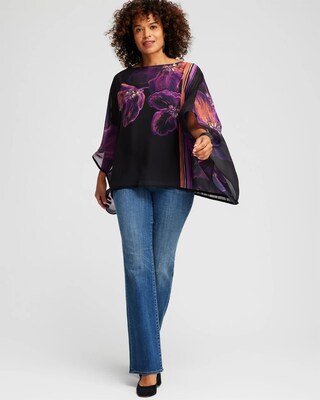 Floral Print Woven Poncho