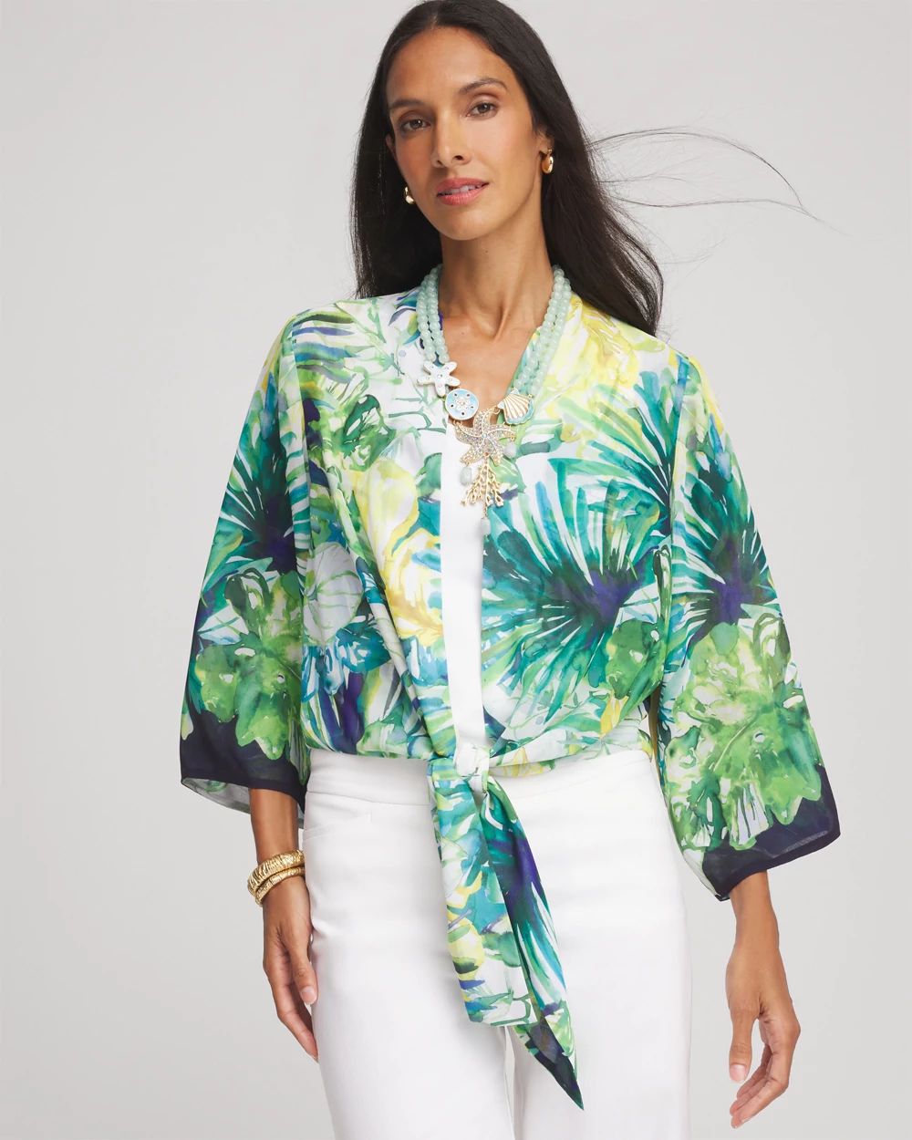 Tropical Tie-Front Kimono