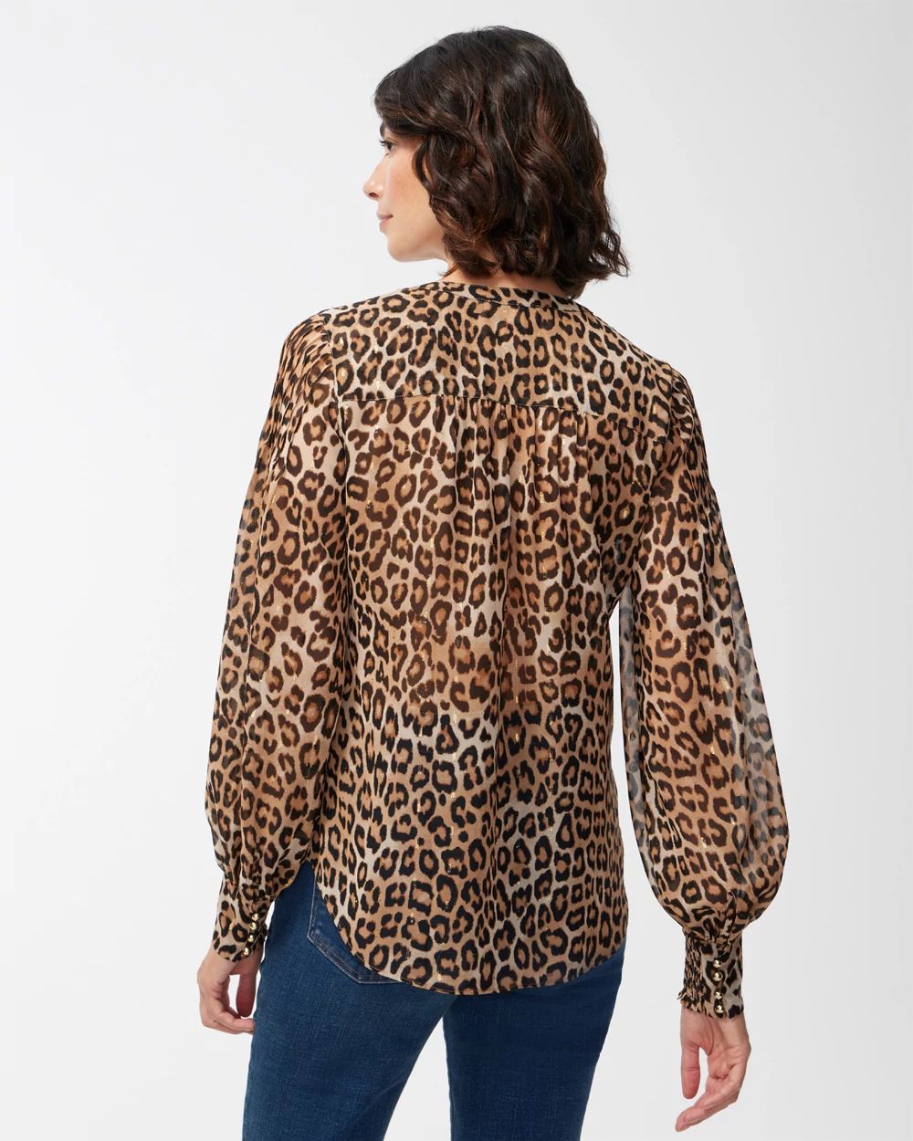 Cheetah Print Clip Dot Jacquard Shirt