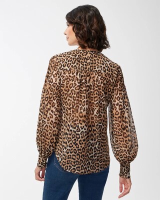Cheetah Print Clip Dot Jacquard Shirt