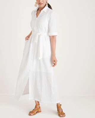 Gauze Maxi Shirt Dress