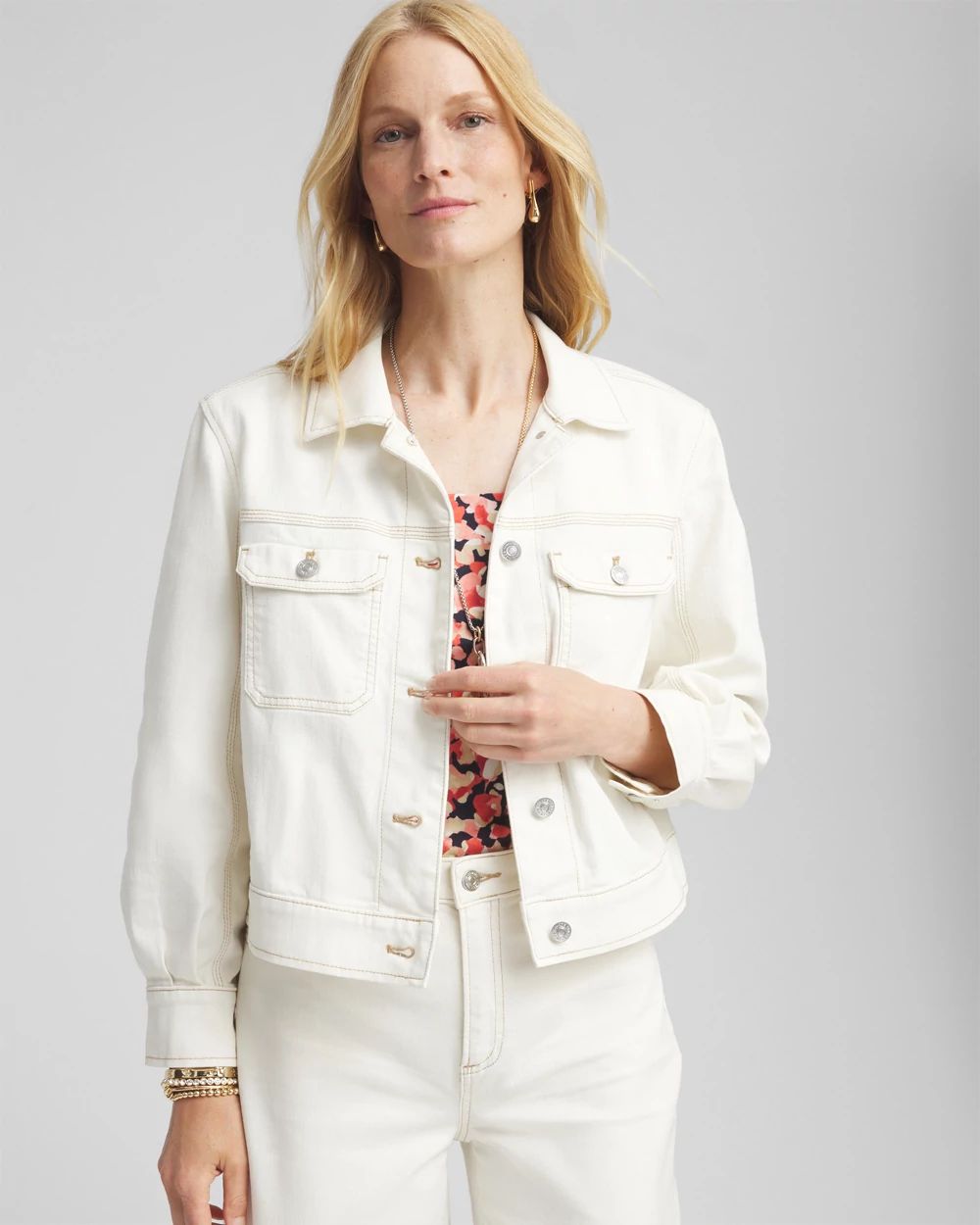 Pleat Sleeve Denim Jacket