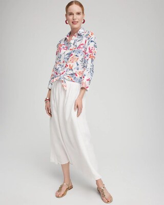 No Iron™ Linen Sealife 3/4 Sleeve Shirt