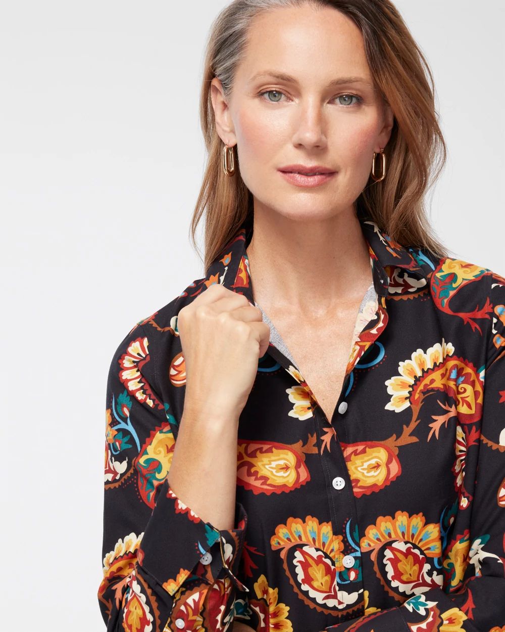 No Iron Stretch Paisley Shirt