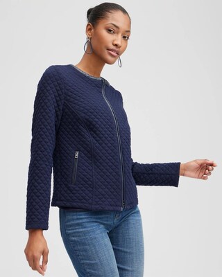 Knit Jacquard Moto Jacket