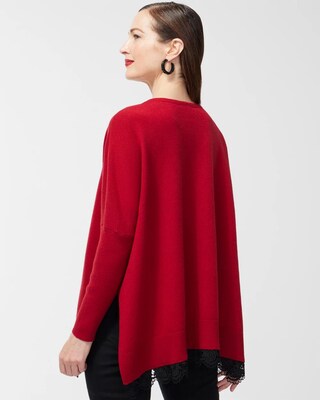 Faux Leather Lace Trim Poncho