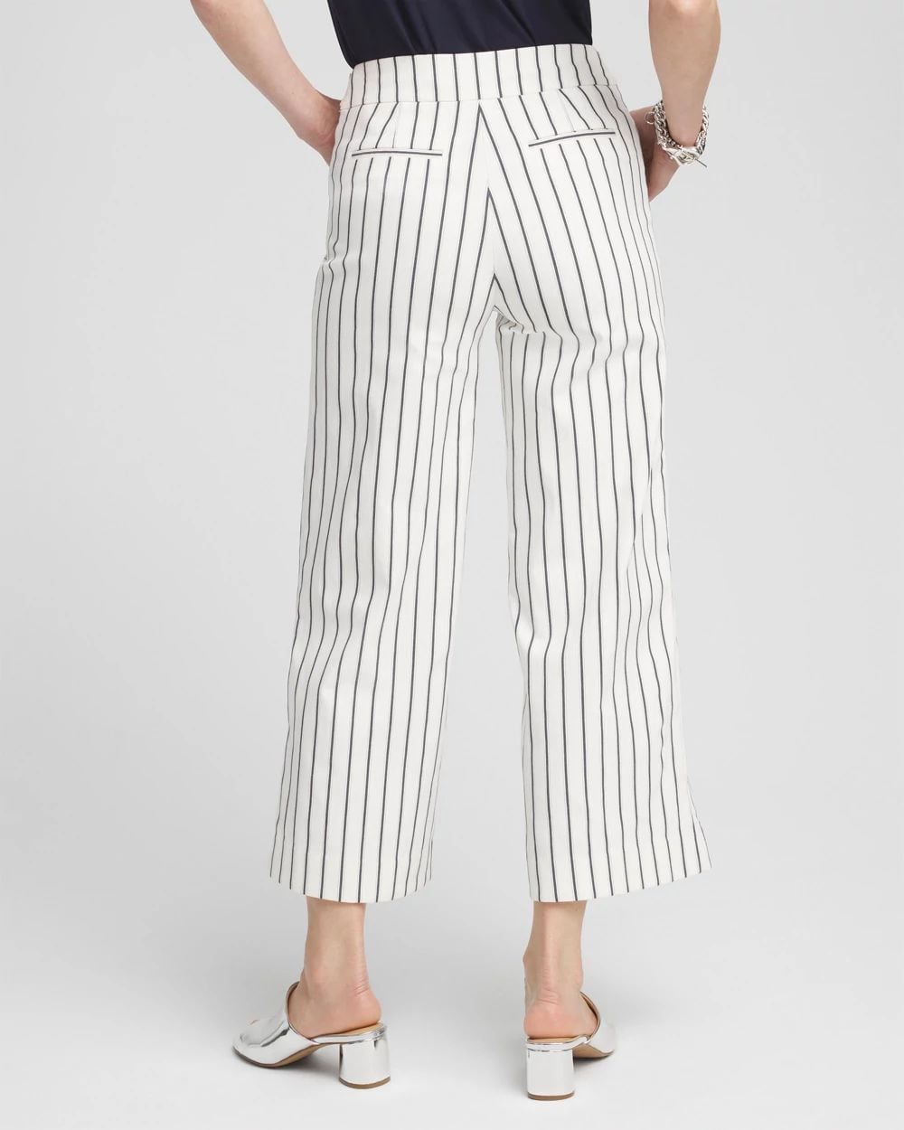 Brigitte Double Stripe Wide Leg Cropped Pants click to view larger image.