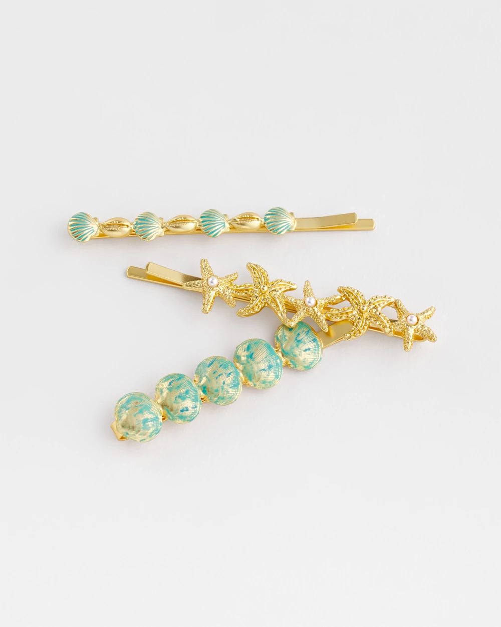 Goldtone Ocean Motif Hair Pins