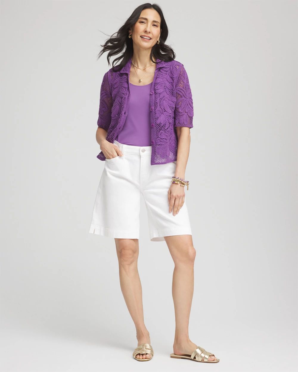 Palm-Frond Crochet-Lace Shacket