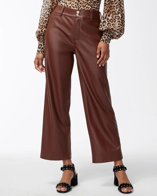 Faux Leather Wide Leg Cropped Pants