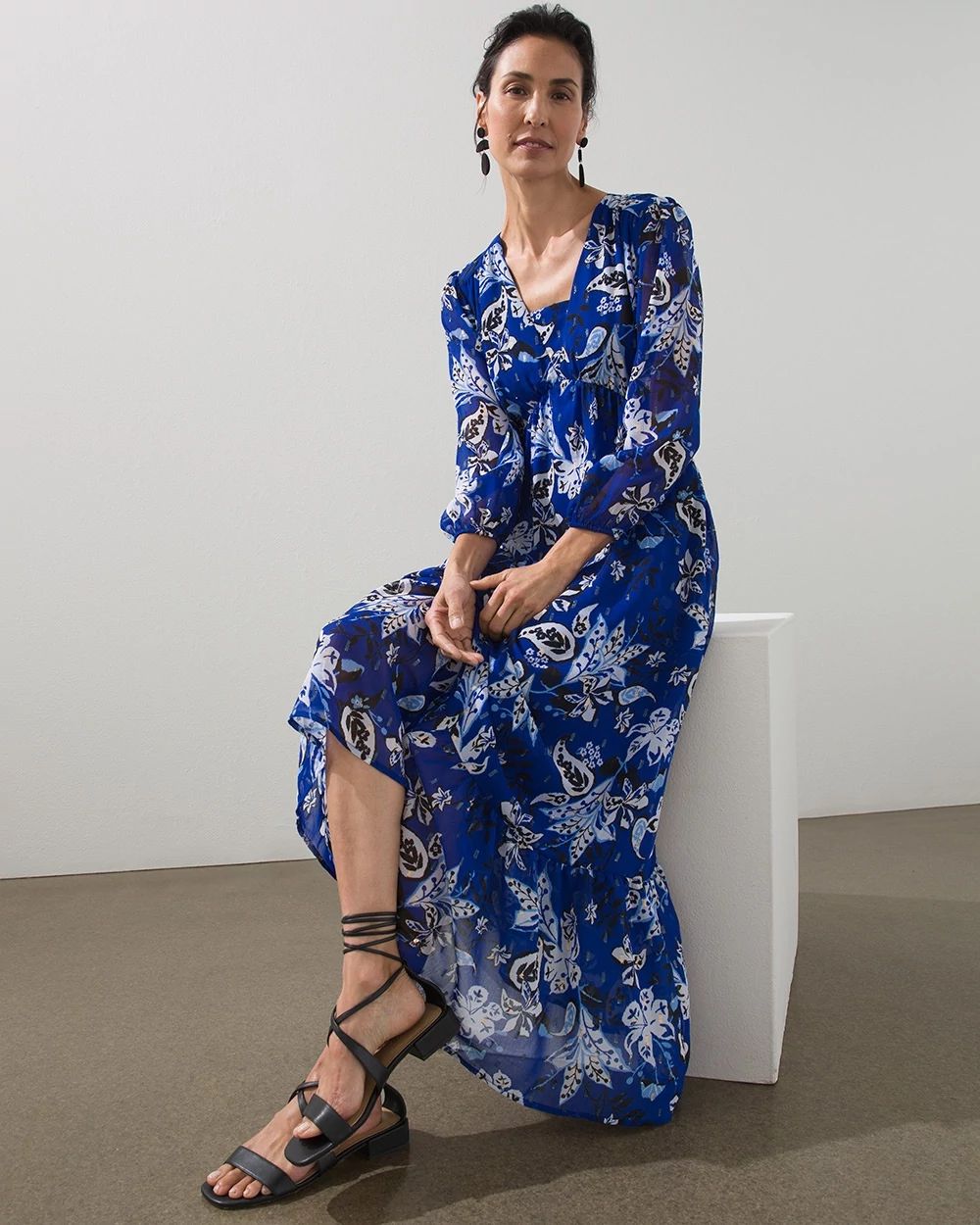 Floral Clip Dot Maxi Dress