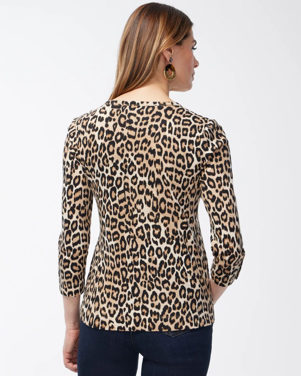 Pima Cheetah 3/4 Sleeve Everyday Tee