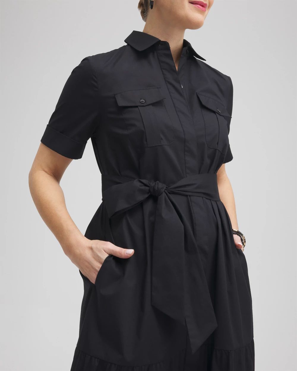 Poplin Cutout Shirt Dress