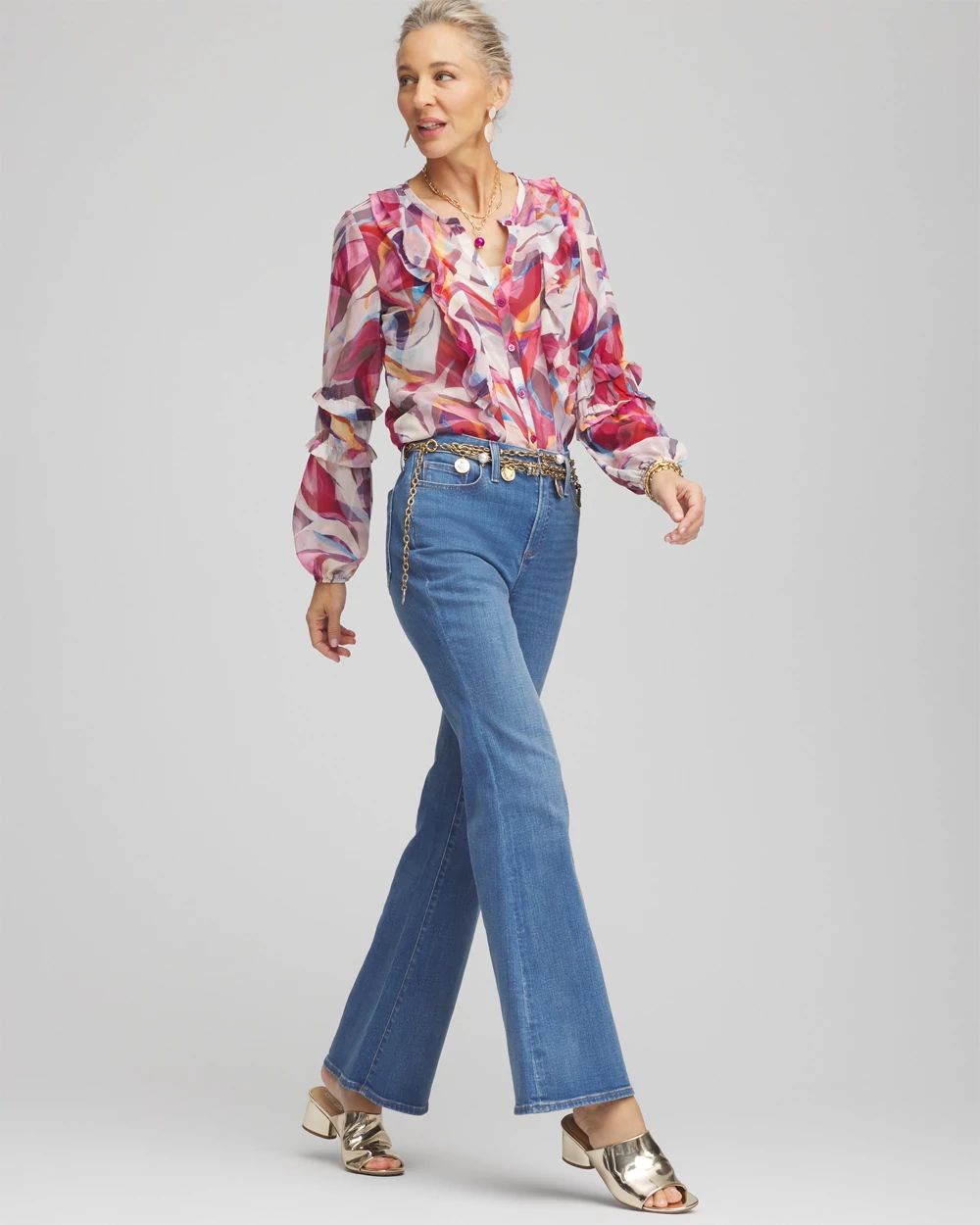 So Slimming® High Rise Flare Jeans click to view larger image.