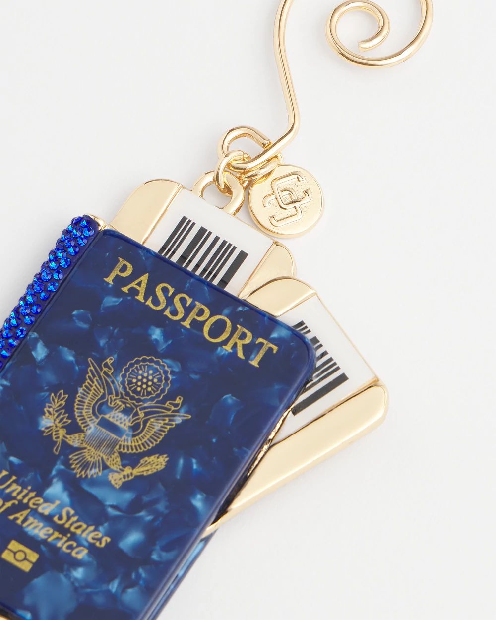 Blue Rhinestone Passport Ornament
