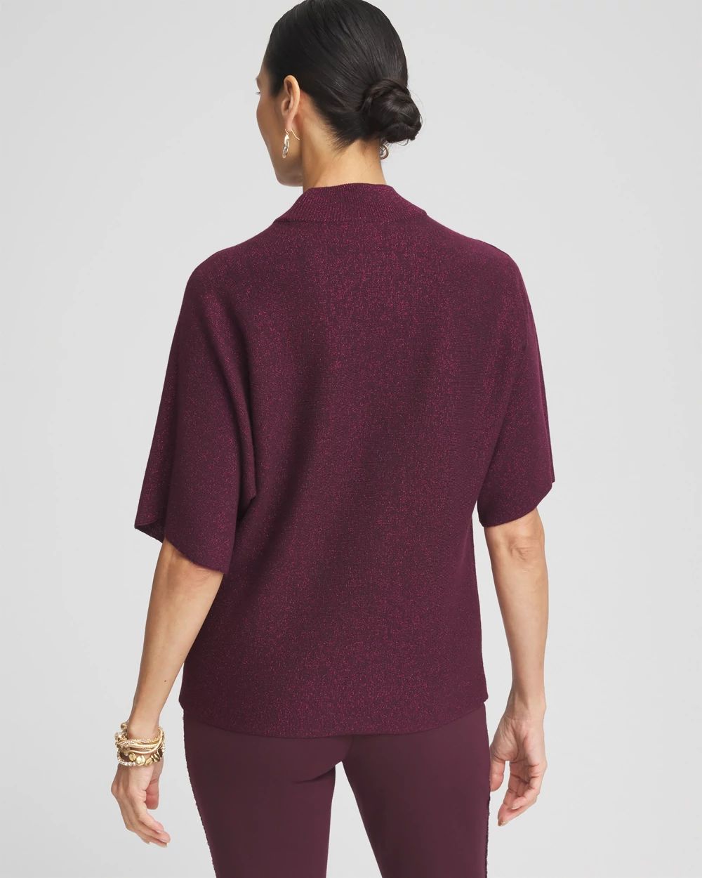Shimmer Short Sleeve Pullover Sweater
