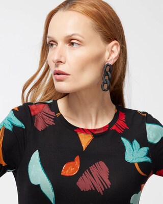 Black Drop Link Earrings