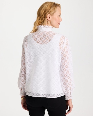 Lace Ruffle Neck Blouse click to view larger image.