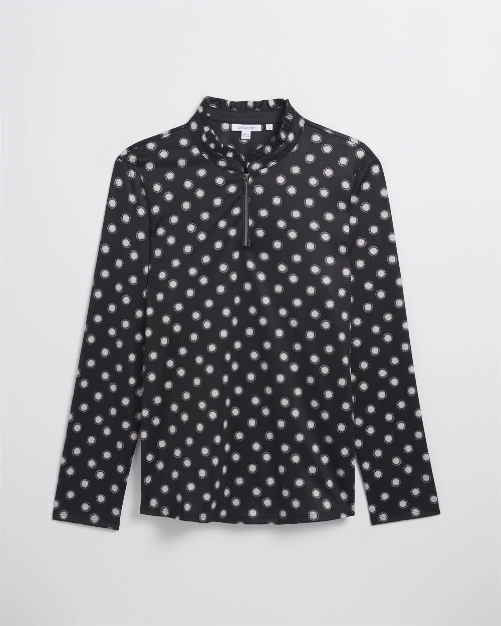 Zenergy® UPF Polka Dot Ruffle Neck Top