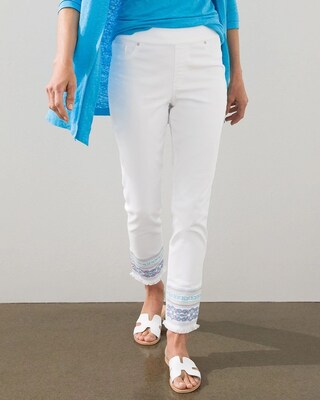 Embroidered Hem Ankle Jeggings