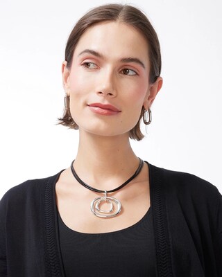 Silver Tone Rings Pendant Necklace