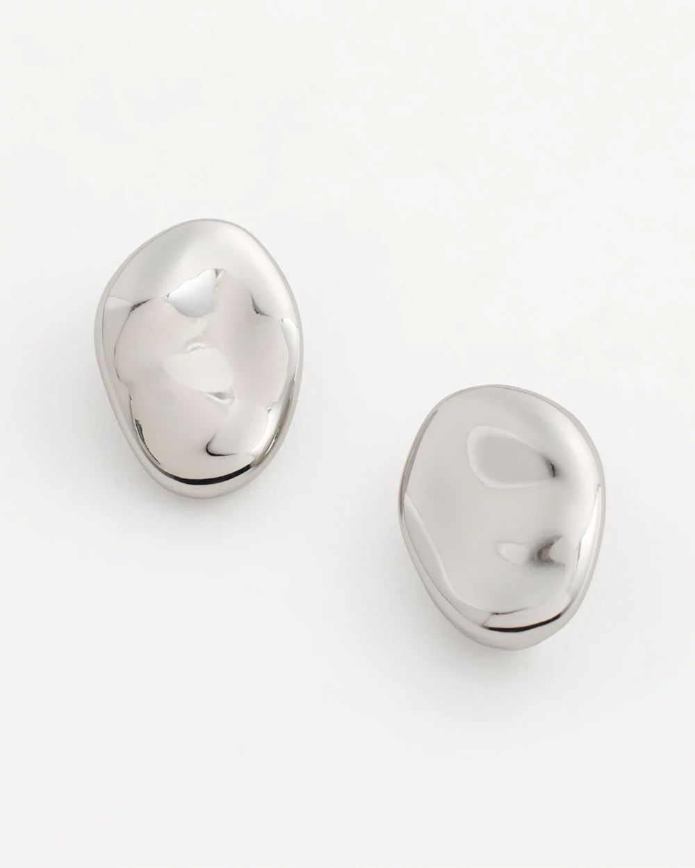 Silver-Tone Pebble Clip-On Stud Earrings