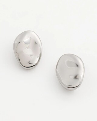 Silver-Tone Pebble Clip-On Stud Earrings