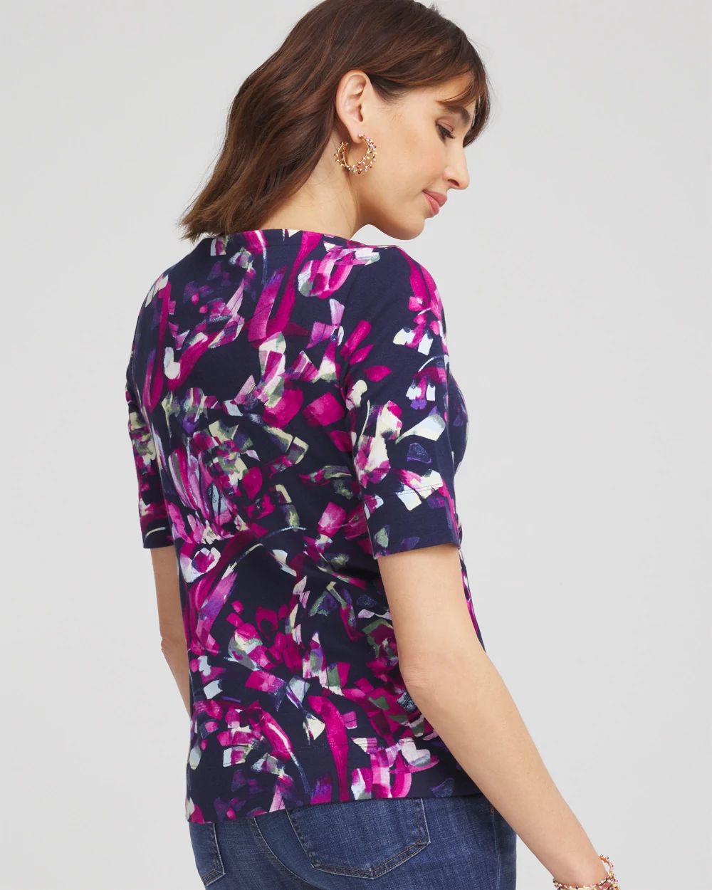 Floral Pima Bateau-Neck Tee