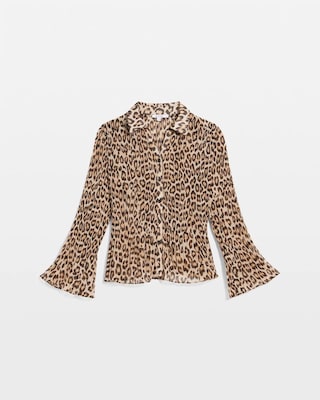 Animal-Print Pleated Georgette Blouse click to view larger image.