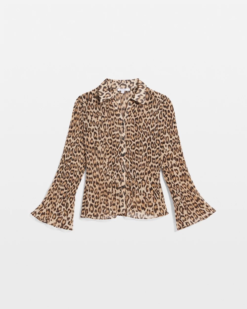 Animal-Print Pleated Georgette Blouse