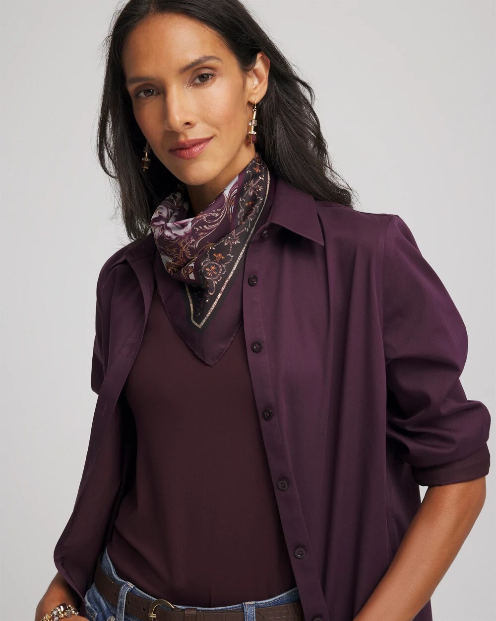 Frosty Floral Square Neckerchief Scarf