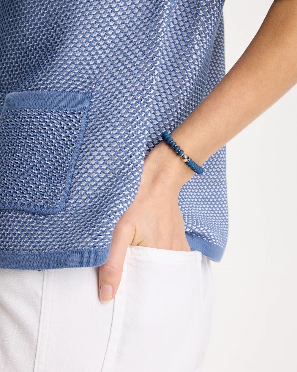 Navy Round Stretch Bracelet