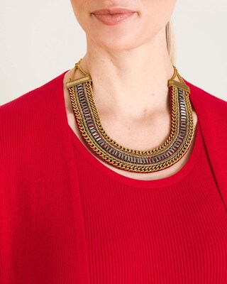 Goldtone Red Bib Necklace