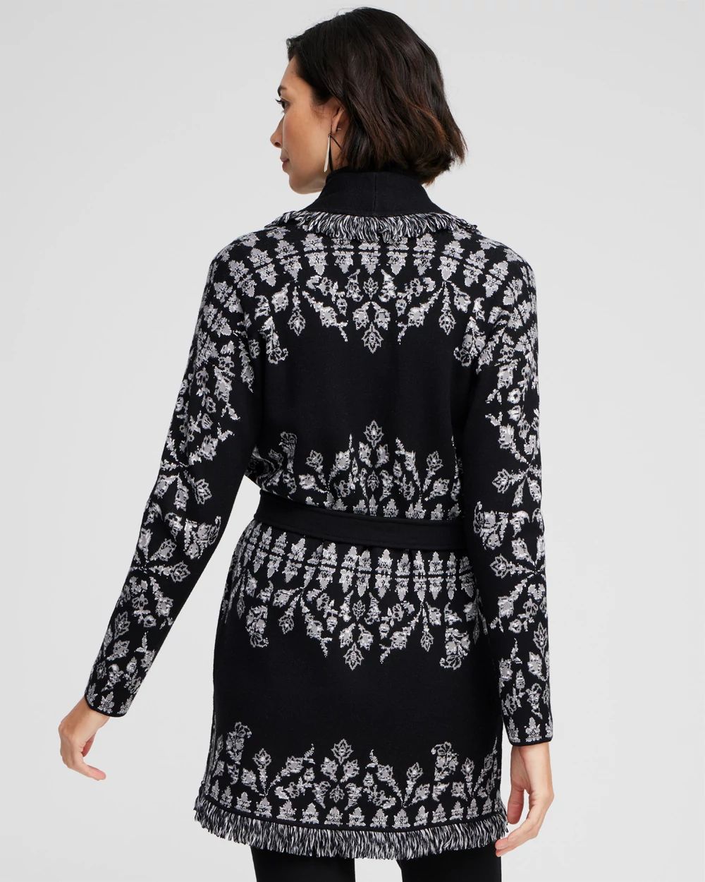 Medallion Print Shawl Cardigan