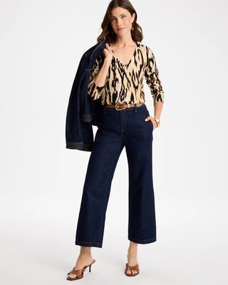 Ella Ikat Print V-Neck Pullover Sweater click to view larger image.